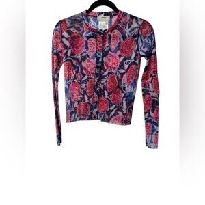 Fuzzi Mesh Floral Long sleeve Cropped Top Size Medium